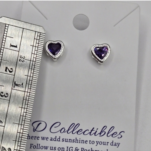 Swarovski Heart Silver Plated Stud Earrings - Picture 5 of 9